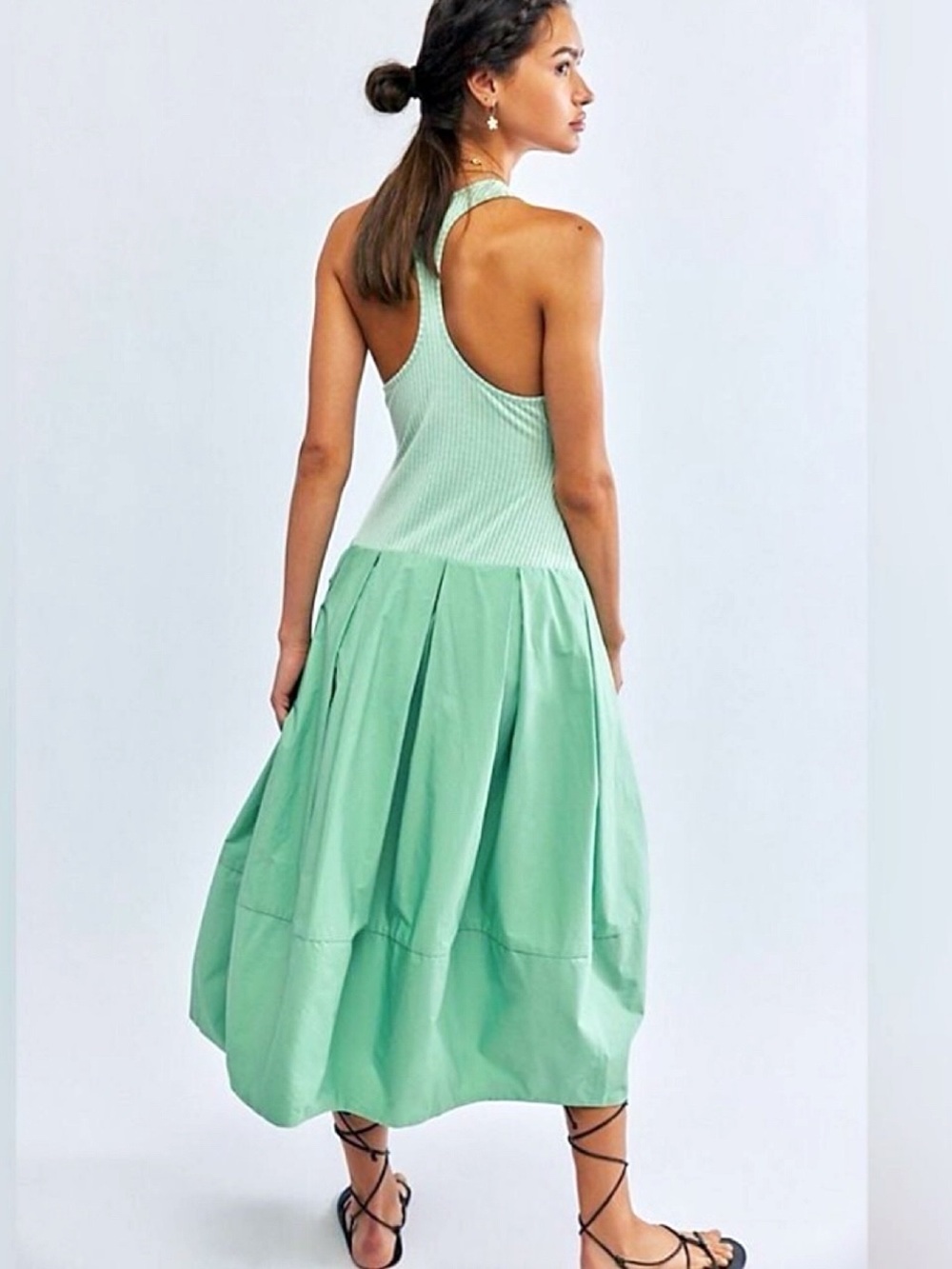FREE PEOPLE Mint Ribbed Razor Back Pear Shape Sun Dress! 👗 - Picture 2 of 16